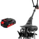 MZK 20V Cordless Tiller Cultivator with Steel Tines,8-inch Wide Battery Powered Garden Cultivator, 360RPM Electric Tiller for Lawn/Gardening/Soil Cultivation(2AH Battery&Charger Included),TC08D01