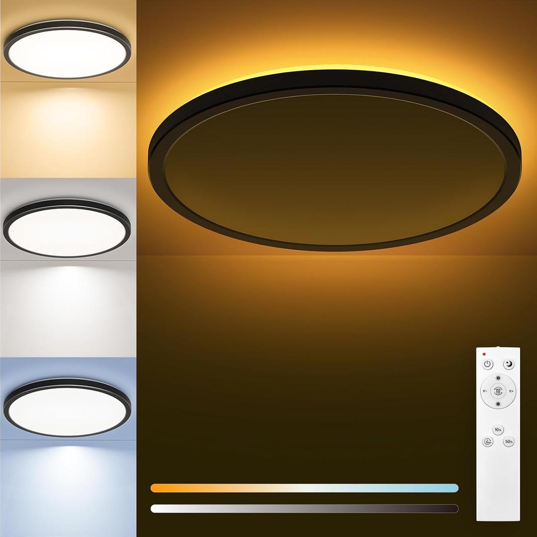 Matane 12in Flush Mount Ceiling Light Fixture with Remote 2400LM Wired