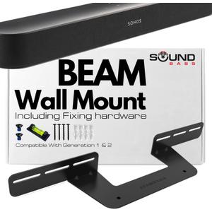 Sound Bass Soundbar Mount for Sonos Beam Compatible with Generation 1 & 2 Sonos Beam Sound Bar Includes All Necessary Mounting Hardware, Mounts Bracket, Black