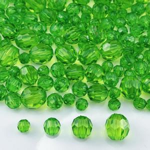850pcs Acrylic Round Faceted Beads 6mm 8mm 10mm 12mm Faceted Round Spacer Beads for Bracelets Necklace Earring DIY Jewelry Making Craft(Green)
