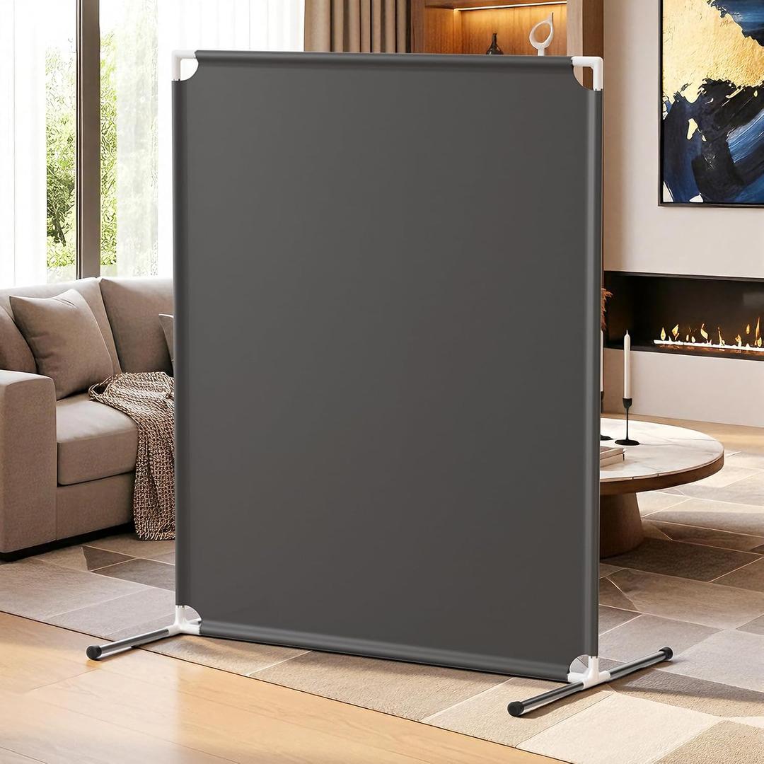 Room Divider for Privacy Protection - Single Panel Privacy Screen for Room Separation, 75.6" x 60" Portable Room Partition for Bedroom Office Dorm, Freestanding Divider Easy to Install Grey