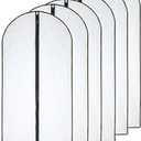 Garment Bag (Set of 6) Plastic Garment Bags with Zipper Hanging Clothes Cover Dress Bag for Suits, Coats Closet (24'' x 40'', Black)