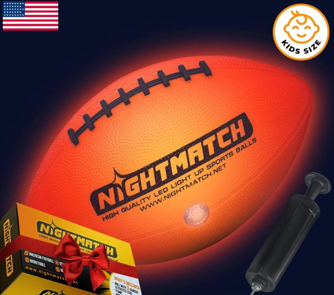 Light Up Football (LB21-USA)with ball pump, batteries, spare batteries, tool and manualcolor: Orange/ Marble