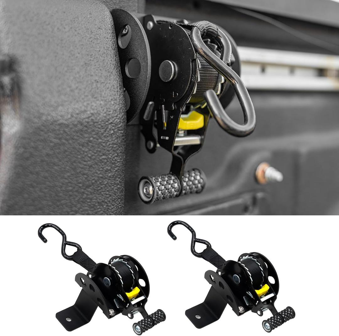 Retractable Ratchet Straps Compatible with 2022-2025 Ford Maverick Retracting Straps Auto Retract Securing Strap Tie Down System 2PCS for 2024 Maverick Accessories