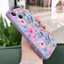 for iPhone 13 Mini Case Fashion Flower Pattern Slim Liquid Silicone Dropproof for iPhone 13 Mini Phone Cover 5.4 inch-Flower Purple