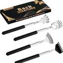 Different Back Scratcher Portable Telescoping with Rubber Handles, Extendable Metal Back Massager Tool with Beautiful Box, Stocking Stuffers for Men Women Adults (Black)