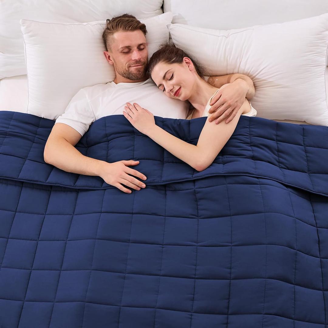 yescool Weighted Blanket for Adults (20 lbs, 88 x 104, Blue) Cooling Heavy Blanket for Sleeping Perfect for 190-210 lbs, Queen Size Breathable Blanket with Premium Glass Bead, Machine Washable
