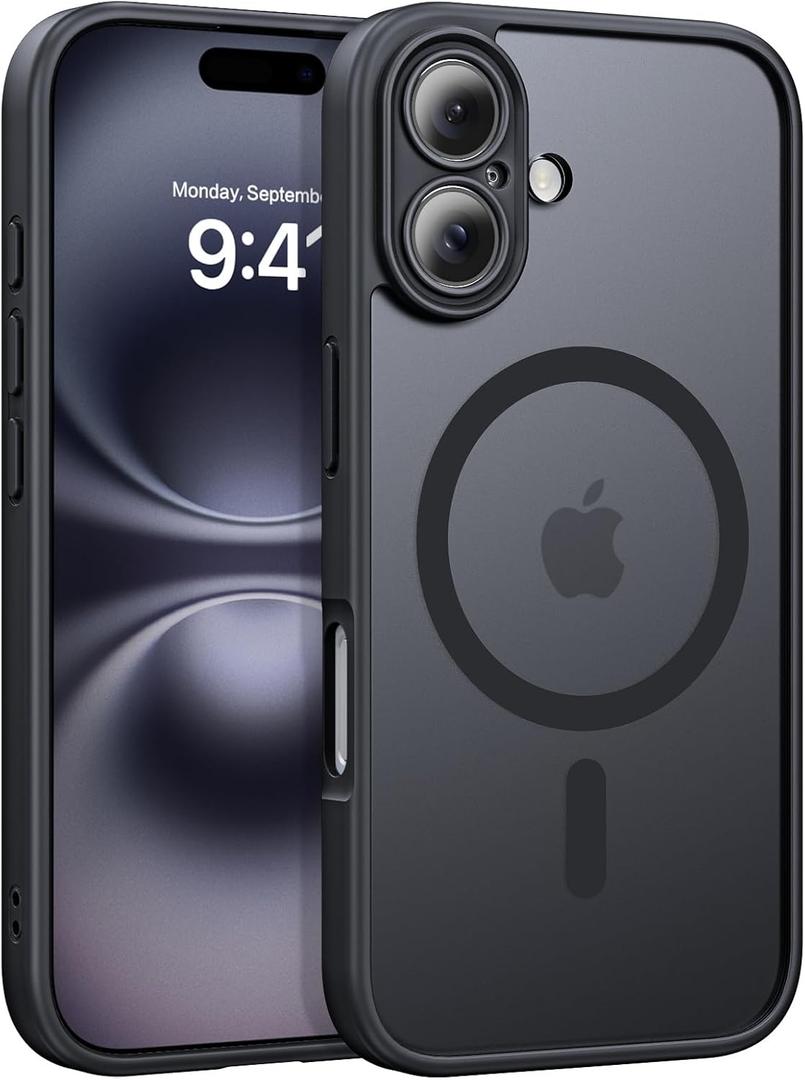 BENTOBEN Magnetic for iPhone 16 Case(Compatible with MagSafe), Full Camera Protection Translucent Matte Anti-Fingerprint Anti-Scratch Shockproof,Phone Case for iPhone 16 6.1 Black