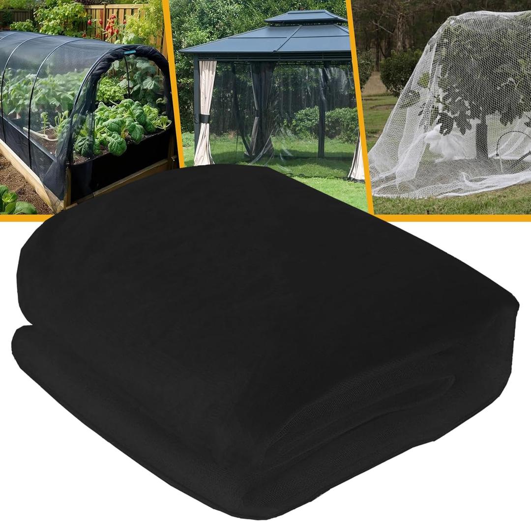 Garden Mosquito Netting 10 x 49 Ft  1mm Fine Mesh Pest Barrier for Plants, Fruit Trees & Vegetables  Breathable 40D Polyester Netting for Patio, Balcony & Outdoor Use (Black)