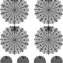 Halloween Spider Web Placemat Set of 8 Include 15" Heat Insulation Spider Web Table Mat 4" Hollow Out Spiderweb Coasters Ideal for Family Festival Party Home Dining Table Decor