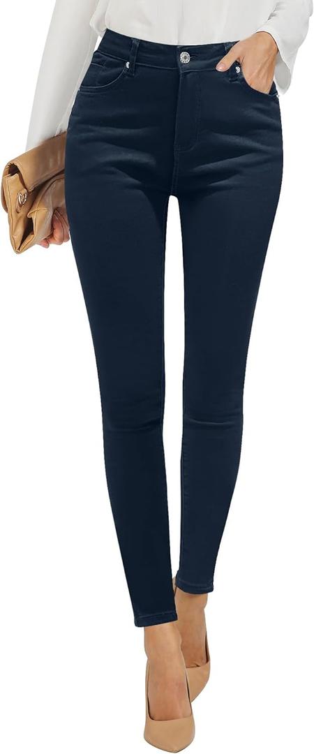 GRAPENT Skinny Jeans for Women High Waist Stretchy Classic High Rise Slimming Jeggings Denim Trousers Pants (Large, Navy Blue)