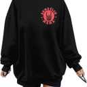 UNIQUEONE Overstimulated Moms Club Sweatshirt for Women Crewneck Mama Sweatshirt Mom shirts Oversized Pullover Tops (Black, M)