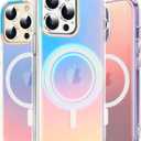for iPhone 14 Pro Max Case Holographic Iridescent [Compatible with Magsafe] Rainbow Unique Aesthetic Shockproof Phone Cover Girls Women Translucent Protective Case for iPhone 14 Pro Max Cover