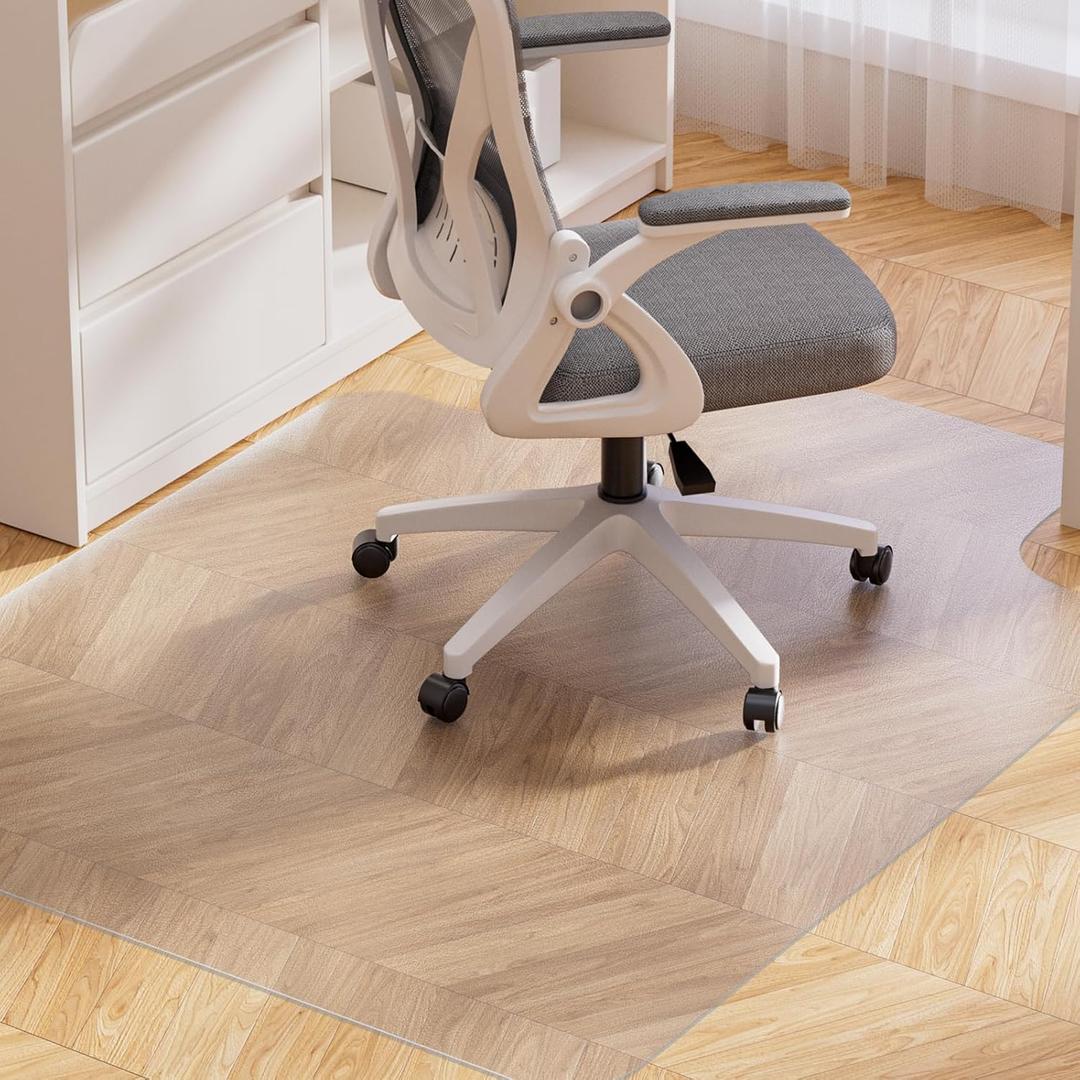Yecaye Desk Chair Mat for Hardwood Floor, 48"36" Office PVC Computer Chair Mat, Floor Protector for Rolling Chairs (Transparent)