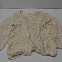Ermonn Womens Crochet Cardigan Sweater Kimonos Boho Solid Color Oversized Fall Open Front Outwear (Large, Beige)
