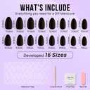Black Press On Nails Almond - BTArtbox Short Press On Nails with Nail Glue, Fit Perfectly & Natural Reusable Stick On Nails in 16 Sizes - Soft Gel Glue On Nails Kit, Black Velvet