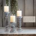 Rustic Wooden Pillar Candle Holders Set of 3, 12'' 9'' 6'' Farmhouse Wood Candle Stand for Table Centerpieces, Vintage Tall Candleholders Fireplace Mantel Decor for Living Room, Grey