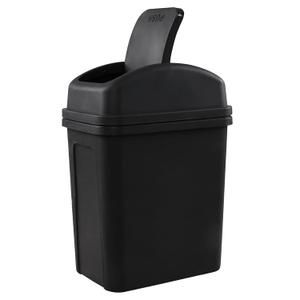 Idotry 1.8 Gallon / 7 Liter Plastic Trash Can, Small Garbage Bin with Swing Lid, Black Idotry 1.8 Gallon / 7 Liter Plastic Trash Can, Small Garbage Bin with Swing Lid, Black