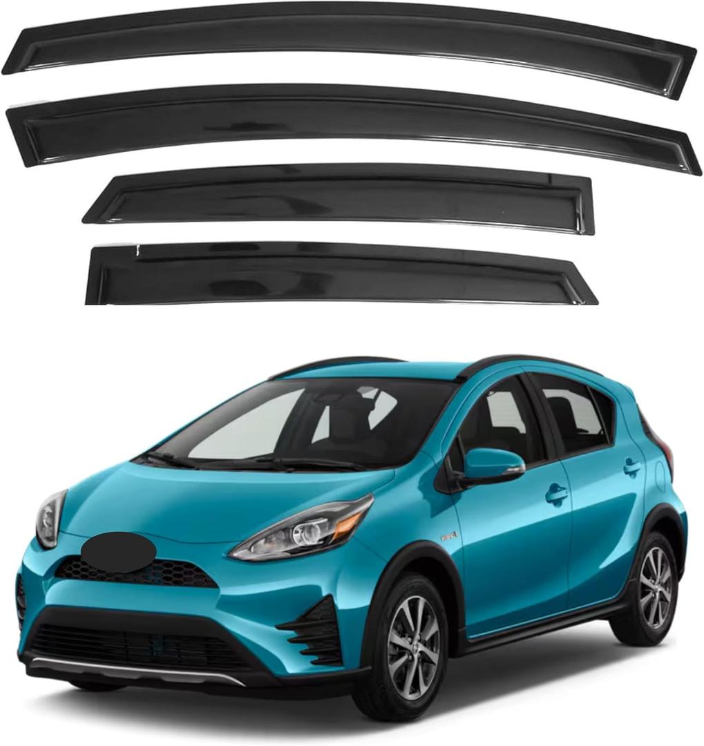 IG Window Visors Fit for 2012-2019 Toyota Prius C, Out-Channel Rain Guards Vent Wind Deflectors 4PC, Car Accessories for 12-19 Prius C (Prius C Model Only)