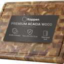 Acacia Wood End Grain Cutting Board, Large 20 x 15 x 1.5in, Knife-Friendly Butcher Block with Juice Groove, Inner Handles, Reversible Heavy-Duty Serving & Chopping Board, Gift Box Included