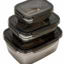 Stainless steel food storage containers leak proof & airtight lids for Kitchen,stainless steel bowl,meal prep lunch box,freezer and microwave safe (17/34/95 oz) (B30)