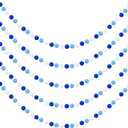 Preboun 5 Pcs Hanukkah Felt Ball Garlands 52.5ft Hanukkah Pom Pom Garlands Chanukah Blue Dark Blue White Felt Ball Banner Decorations for Home Office Tree Menorah Jewish Party Hanging Decor