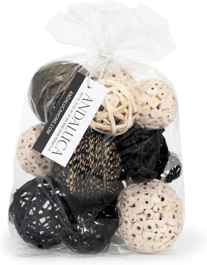 ANDALUCA Decorative Balls Bag Bowl Filler Home Decor (Black & White)