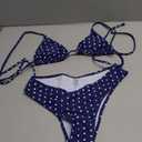 Women's Dots Print Halter Bathing Suit High Waisted Summer Bikini Set (Blue, S)