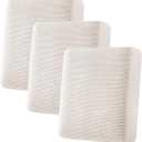 H.VERSAILTEX Super Stretch Individual Seat Cushion Cover Sofa Covers Couch Cushion Covers Slipcover Sets Thick Jacquard Textured Twill Fabric (3 Piece Sofa Cushion Covers, Ivory)