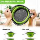 2 Pack Collapsible Silicone Colander with Handle, Over Sink Foldable Food Strainer, BPA-Free Space Saving Drain Basket for Vegetables, Fruits, Pasta, Kitchen & Camping (Green)