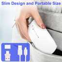 Wireless Mouse for MacBook Air iPad Pro PC Laptop, Bluetooth Rechargeable Computer Mice with Jiggler Mode, Silent 3 Mode (BT 5.2/3.0 & USB-A/USB-C Receiver) Type-C Slim Travel Mouse, White