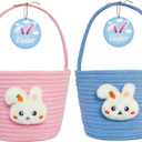Easter Basket, Easter Baskets for kids Personalized Easter Basket for Boys and Girls Set of 2 Empty Bunny Egg, Boys, Girls, Toddler, Babies, Infant Easter gifts basket (Blue & Pink 2-Pack)
