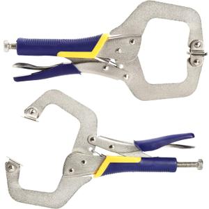 Hiceeden 2 Pack 11" Metal Face Clamps with Swivel Pad, Adjustable C Clamp with Rubber Handle, Welding Clamps Vise for Woodworking, Cabinetry, Carpentry, Repair, Pocket Hole Joinery