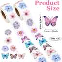 3 x Butterfly Roll Stickers, 1000 Pcs 16 Styles Waterproof Spring Floral Sticker Colorful Paper Decals for Scrapbooks Envelopes Party Supply Decoration