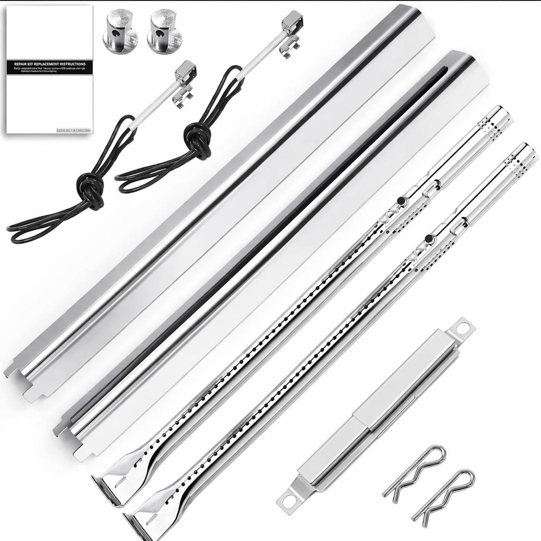 Uniflasy Grill Parts for Charbroil Performance 2-Burner 463630021 463655021 463655421 463655621,for Charbroil 4-Burner 463365021 463448021 Grill Burner Tube Heat Plates Shield Crossover Tube Igniter