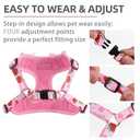 PUPTECK No Pull Dog Harness and Leash Set Reflective No Choke Step in Puppy Halter for XS Small and Medium Sized Dogs, Pink, Printed Fabric, S