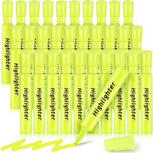 Qilery 30 Pack Highlighters Bulk, Tank Style Chisel Tip Highlighters Markers Pack Quick Drying for Adult Coloring, Home Office Supplies (Yellow)