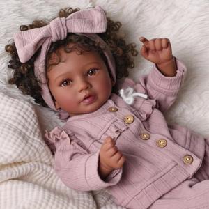 BABESIDE Reborn Baby Dolls Black Girl Callie - 20 Inch Soft Body Realistic Baby Doll Handmade Real Life Baby Dolls with Clothes and Toy Gift for Kids Age 3+