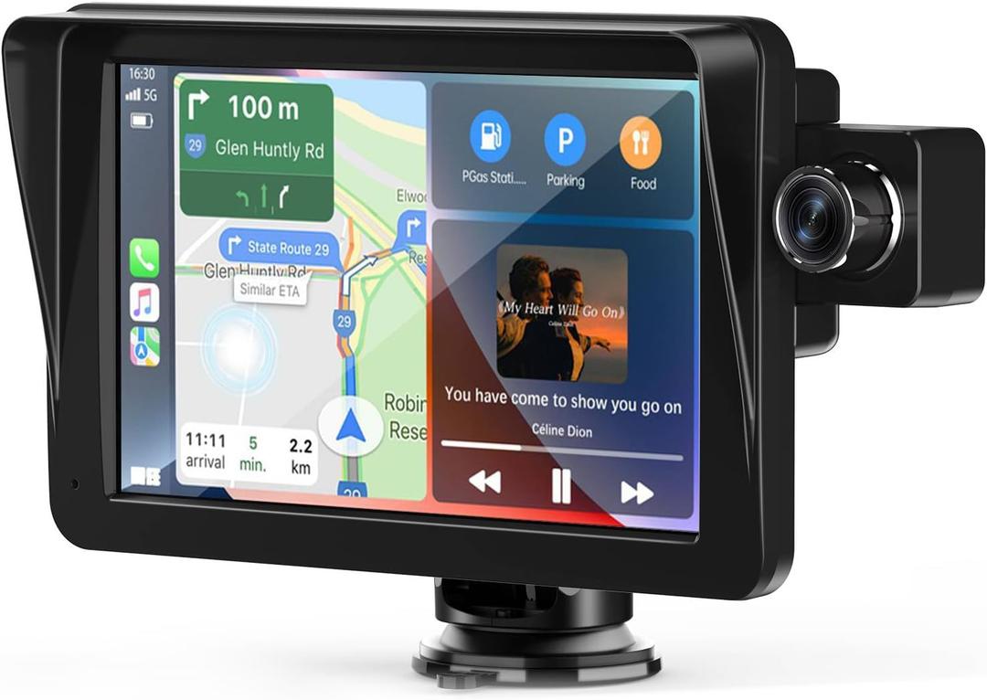 MRQ 9 Inches Wireless Apple Car Play for car, Touchscreen with Android Auto, Car Stereo, 2.5K Front Dash Cam, 1080p Backup Camera Apple Carplay Screen, GPS Navigator/Bluetooth/Mirror Link/Siri/Aux/FM