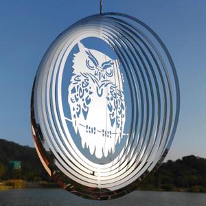 Owl Scarecrow Bird Deterren for Outside Patio Garden Porch Pool Window,16" Mirror High Reflective Bird Scare Devices Wind Spinners Outdoor Decor,Bird Reflectors to Keep Woodpecker Away from House