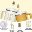 2 x Mighty Rain 6pc Cup Accessories Set for Stanley Cup 30 oz, 40 oz Tumbler with Handle, Including Straw Cover, Cap, Initial Charm, Silicone Boot, Round and Square Spill Proof Stoppers, Letter H