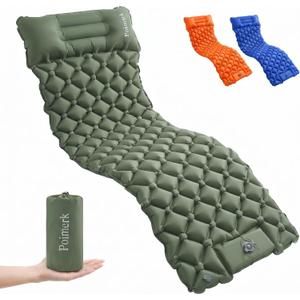 Ultralight Camping Sleeping Pad Mat, Compact Air Mattress for Backpacking | 1.42lb Lightweight,packs 4.3"x9",50s foot pump,40D nylon waterproof tear-proof,two connect twin,for hike travel w/ pillows