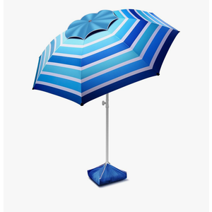 8FT Large Beach Umbrella with Level 7 Wind Resistance, Sand Anchor, Portable Outdoor Umbrella with UPF50+ UV Protection, Tilt Sun Shelter for Beach, Patio, Yard