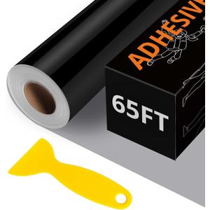 HTVRONT Black Permanent Vinyl - 12" x65FT Glossy Permanent Adhesive Black Vinyl Roll Compatible with Cricut Cutting Machine, Silhouette Cameo & Other Cutters - Party & Home Decoration, Sticker
