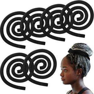 Hoteam 6 Pieces Spiral Lock Hair Tie Dreadlocks Iron Wire Embedded Hair Ties Bulk Ties for Women & Men Spiral Lock Hair Tie Bendable Holders for Curly Thick Style Hairs Valentine(Black)