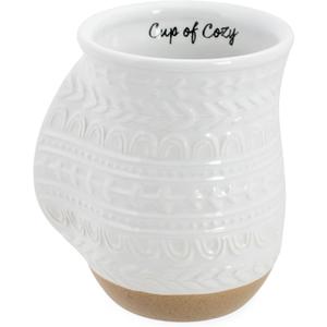 Elanze Designs Cup of Cozy Nordic Knit 14 ounce Ceramic Stoneware Handwarmer Coffee Mug, Raw Clay