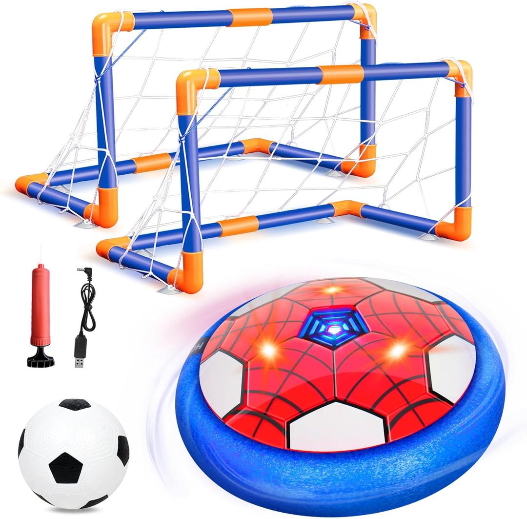 Hover Soccer Balls Toys Set for Kids, 2-in-1 Rechargeable Air Floating Football Toy Ball with Led Light, Indoor Sports Games Christmas Birthday for Old Boys Girl