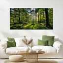 Tarfupth Large Forest Wall Art for Living Room Green Woodland Landscape with Sunlight Modern Nature Wall Decor for Bedroom Office Home Decor 24"x48", 24L" x 48W"