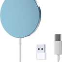 for MagSafe Charger 15W Magnetic Wireless Charging Pad for iPhone 17 16 15 14 13 12 Air Pro Max Plus mini/AirPods 2 3 Pro, Slim Portable Strong Magnet Quick Charger, USB-C/A Ports, Blue