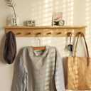 Wall Mount Coat Rack with Shelf, Sturdy Wooden Floating Shelf withHooks Save Your Indoor Space, Wall Organizer siutable for Entryway, Mudroom,Kitchen, Bathroom, etc(Oak Finish)